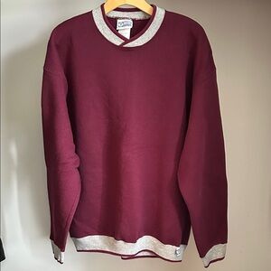 Discus Athletic Maroon Crewneck Sweater with Light Gray Trim, vintage